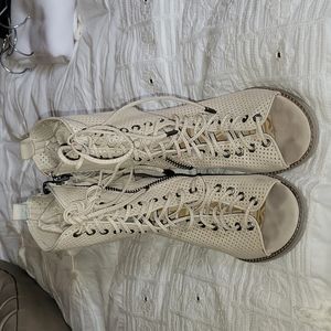 Dolce Vita lace open toe block heel